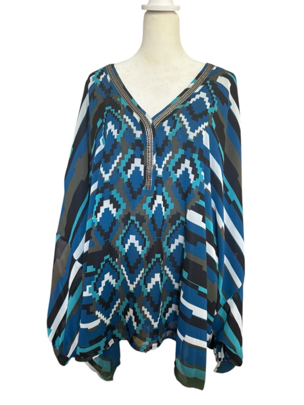 Active Seller!  Lane Bryant Blue V-Neck Tunic Top Dolman Dressy